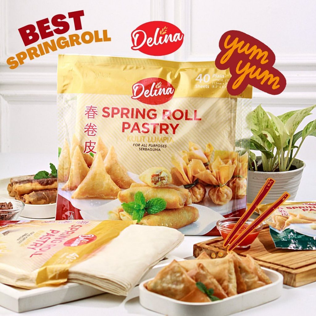 

Delina Spring Roll | Kulit Lumpia Frozen Isi 40S | Delina Spring Roll Pastry 550Gram