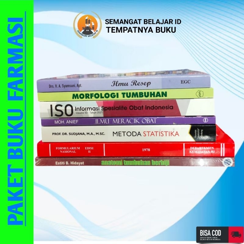 PAKET BUKU FARMASI LENGKAP - BUKU FORNAS , MORFOLOGI TUMBUHAN, ISO 53, IMLU MERACIK OBAT, METODA STA