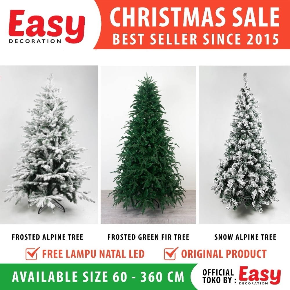 EASY DECORATION Pohon Natal 1 Meter Tinggi 6 Ft Feet Frosted Alpine Green Fir - 6 ft / 180cm