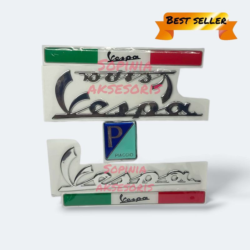 emblem tulisan vespa buat motor uwinfly T3 T3S T3 pro T3super T5 smooth zuzu V7 goodrich exotic spri