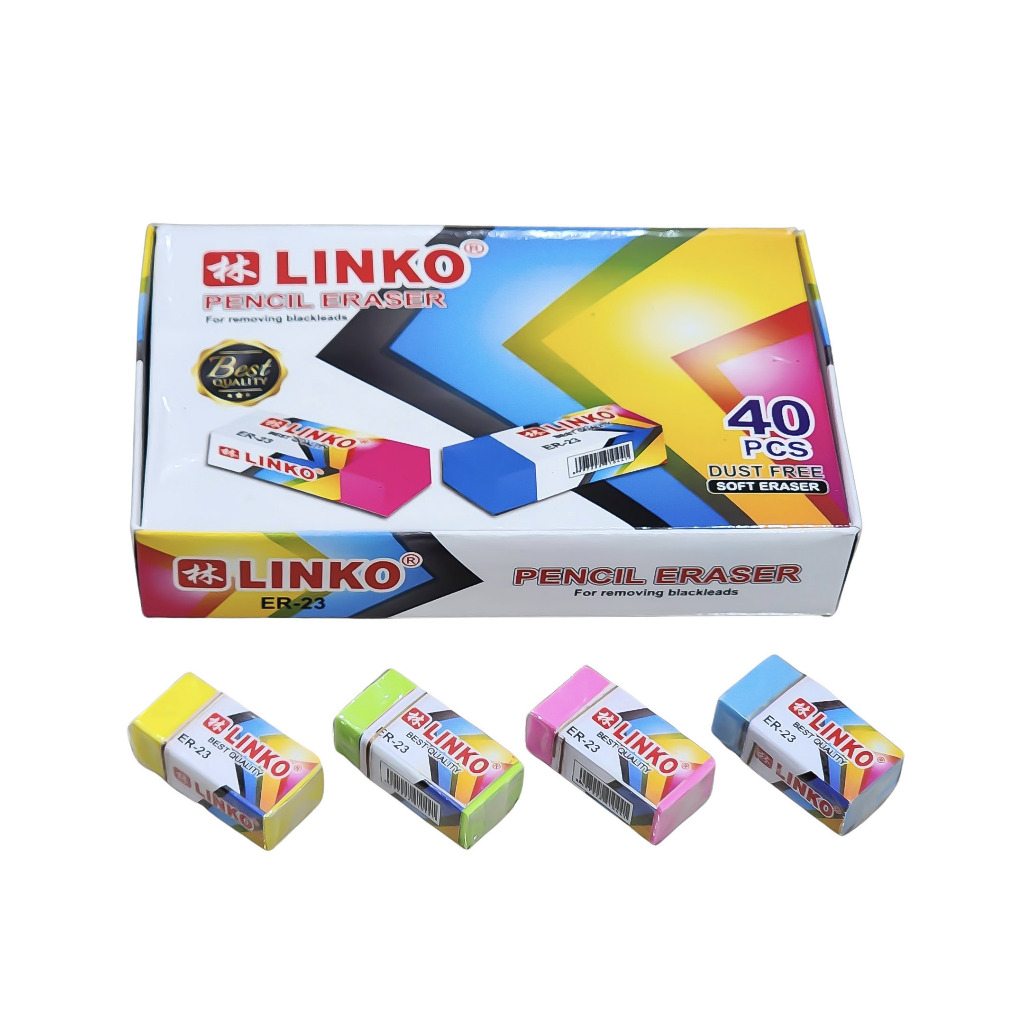 

1 BOX / 40 PCS Eraser / Stip / Penghapus Linko ER-23 Warna