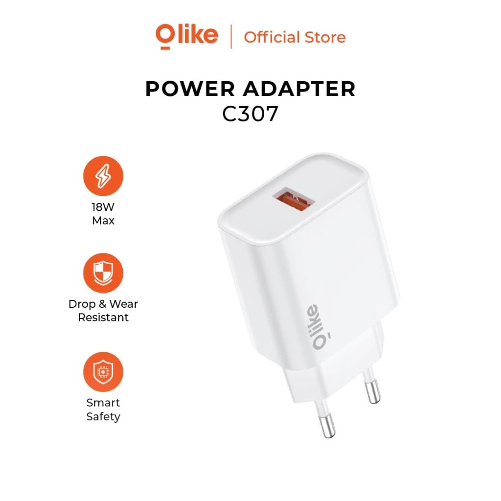 Olike Charger 18W Fast Charging Smart Protection High Build quality Power Adaptor C307(1BOX)