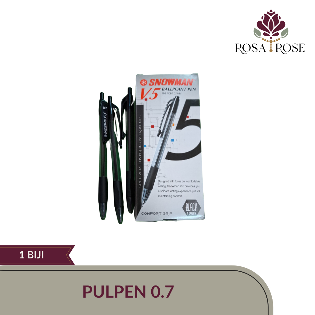 

[1 biji] Pulpen / bolpoin / ballpoint / balpoin / bolpen fine point hitam 0.7 V5 V-5 SNOWMAN