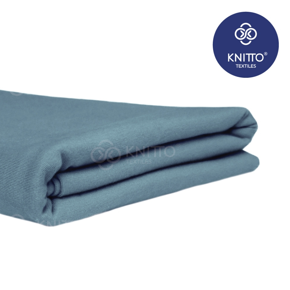 KAIN COTTON COMBED 24S ASH BLUE + RIB ( BAHAN KAOS ) - KNITTO