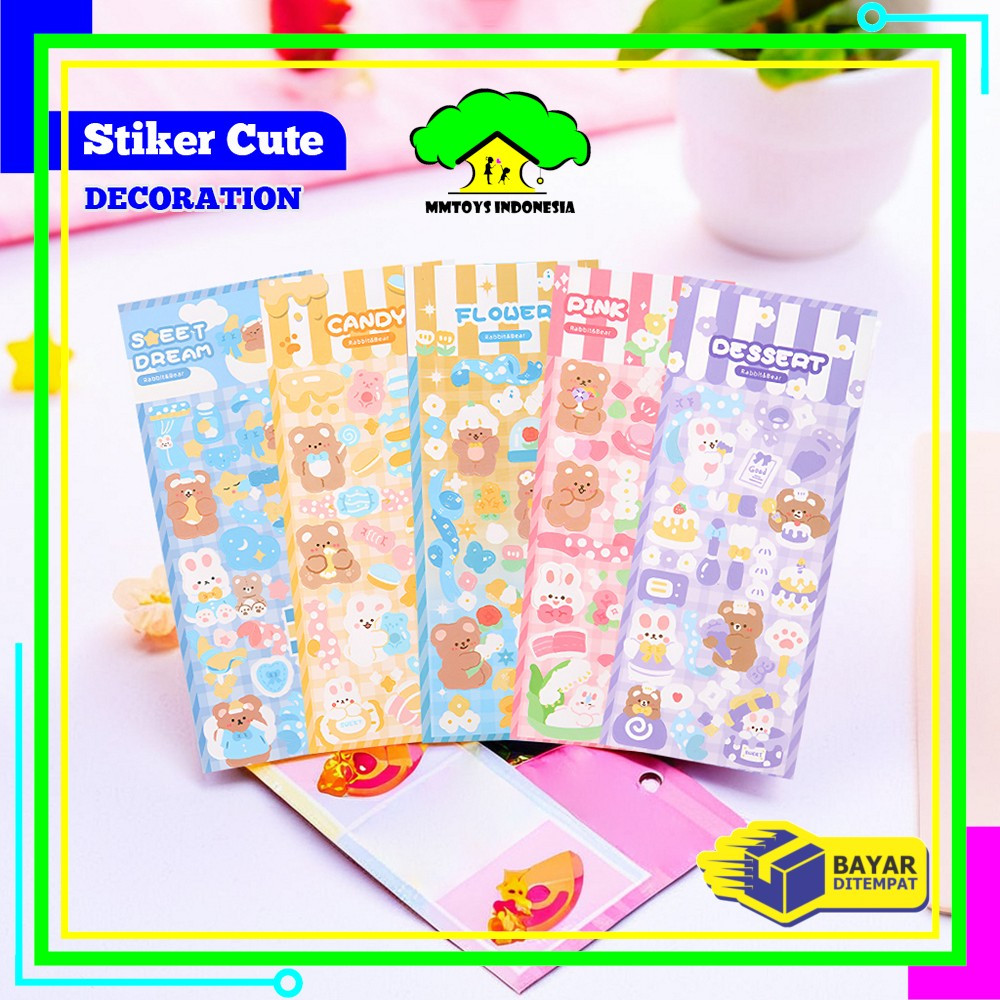 

MI-C1107 Sticker Waterproof Kartun Bear Rabbit Hologram Korea / Stiker Motif Anti Air Cute Decoration / Stiker Beruang Kelinci