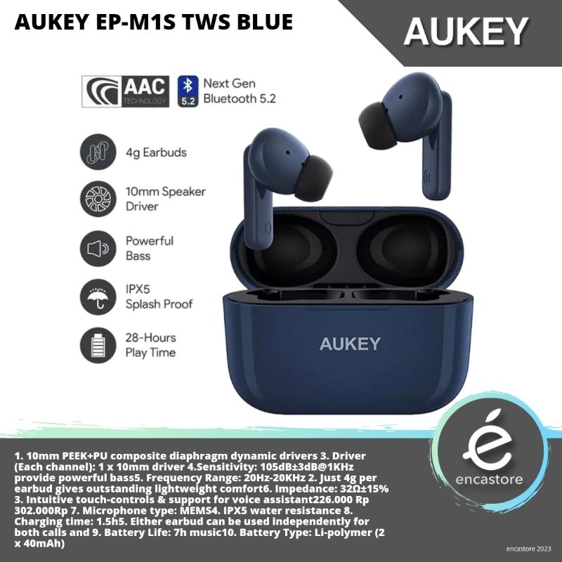Aukey EP-M1S TWS Blue Headset Bluetooth