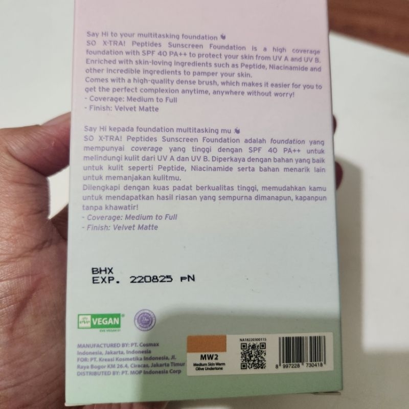 [NOWSAN.ID] MOP Beauty Mothe of pearl by tarya farasya so xtra sunscreen foundation shade mw2