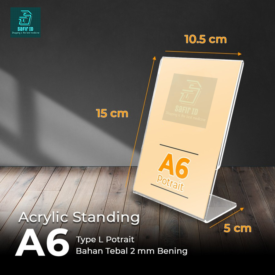 

Akrilik / Acrylic Tempat Brosur / Stand Kode QR / Tent Card / Display A6 Type L Series