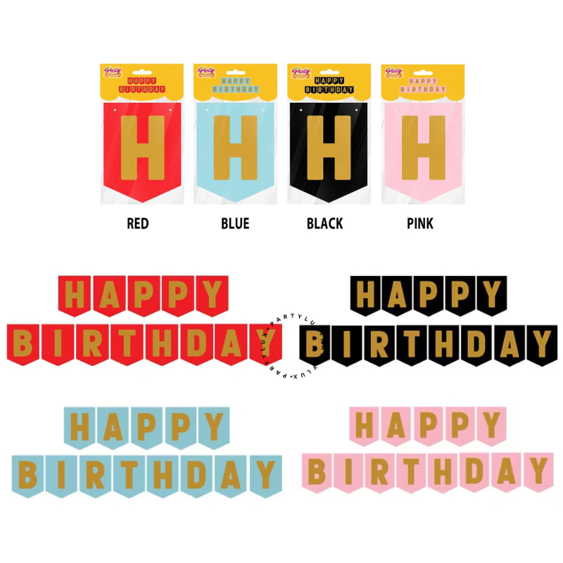 Banner Happy Birthday Polos Gold / Tulisan Happy Birthday Dinding / Dekorasi Ulang Tahun