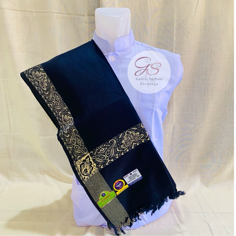 Sorban Almas Tristar Kashmiri Black Gold | Shawl Almas Hitam 308F