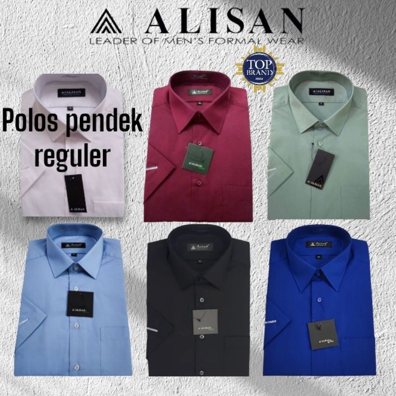 Kemeja Alisan Polos Pendek Reguler Size XS-XXXL