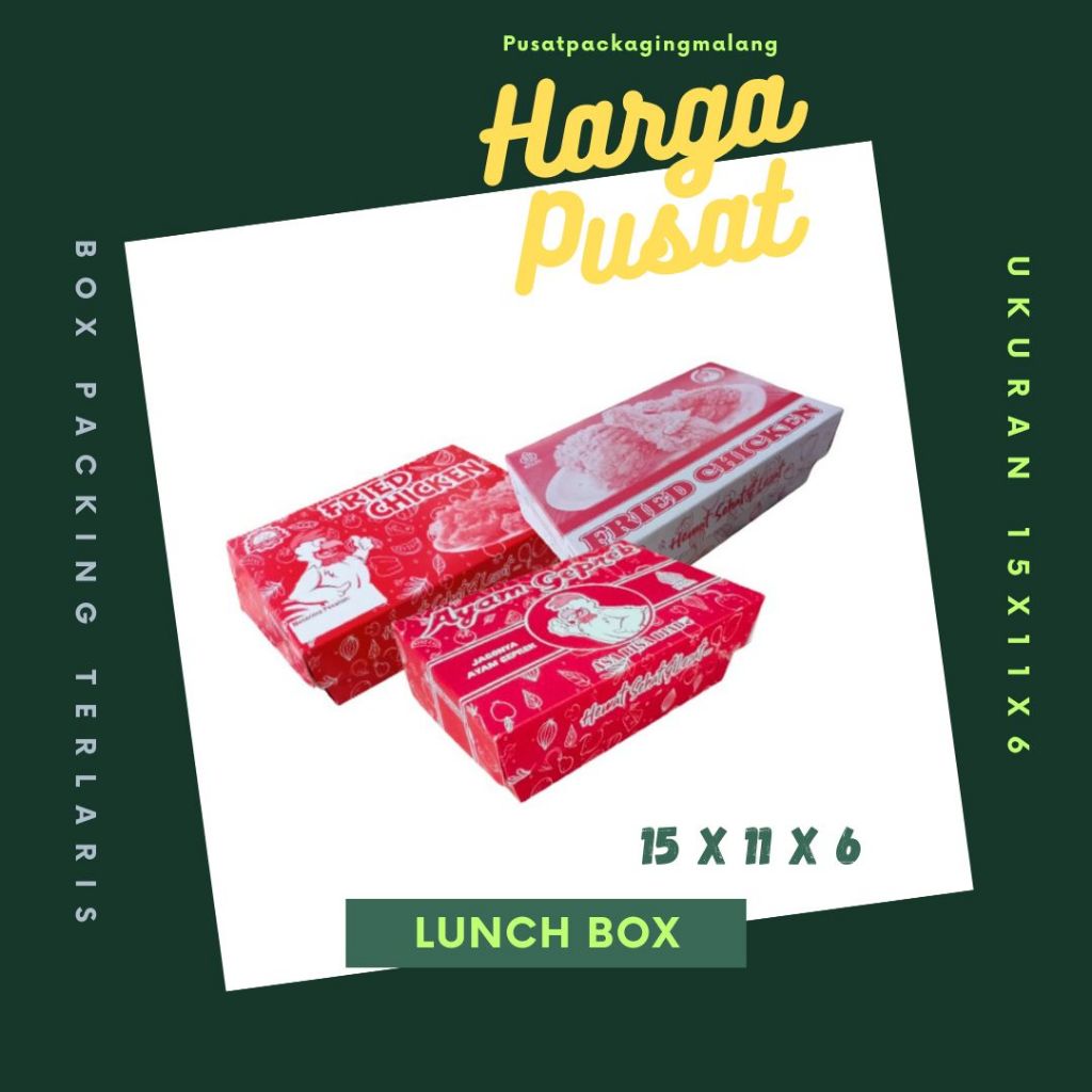 

Kardus Packing Lunch Box 15x11x6 DC Box KFC Dus Packing Kotak Kemasan Nasi Ayam Geprek Ayam Goreng Take Away Burger Lalapan