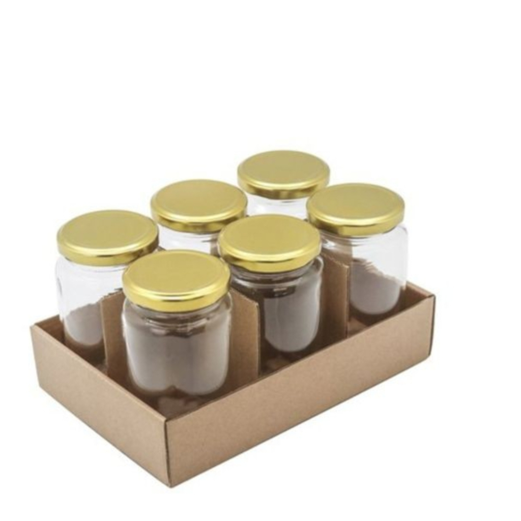 /12 PCS 30ML JAR SILINDER KACA TUTUP GOLD / BOTOL KACA SILINDER JAR 30ML