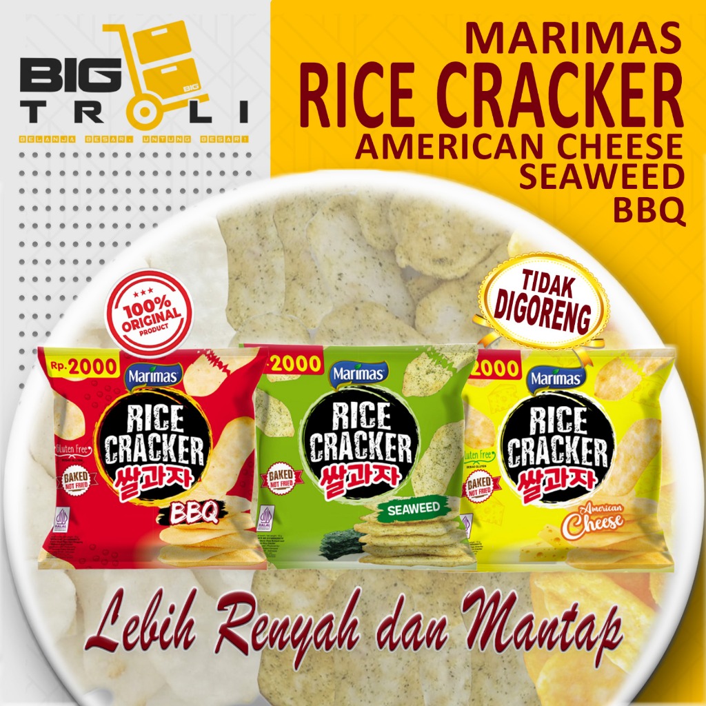 

Marimas Rice Cracker BBQ-Chees-Seawed [1rtg isi 10pcs Bonus 2pcs]