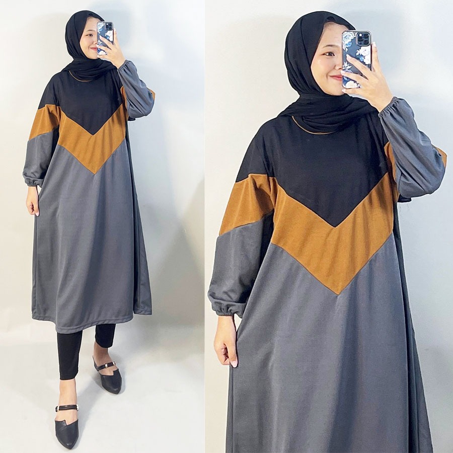 CARLINA Navira Tunik Wanita Midi Kombinasi 3warna