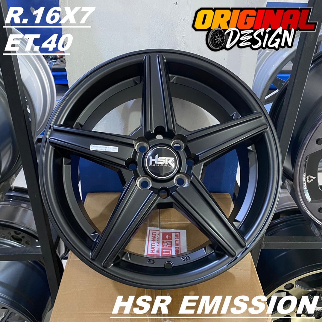 Velg mobil ring 16 palang 5 HSR EMISSION R16 lubang baut 4 warna hitam