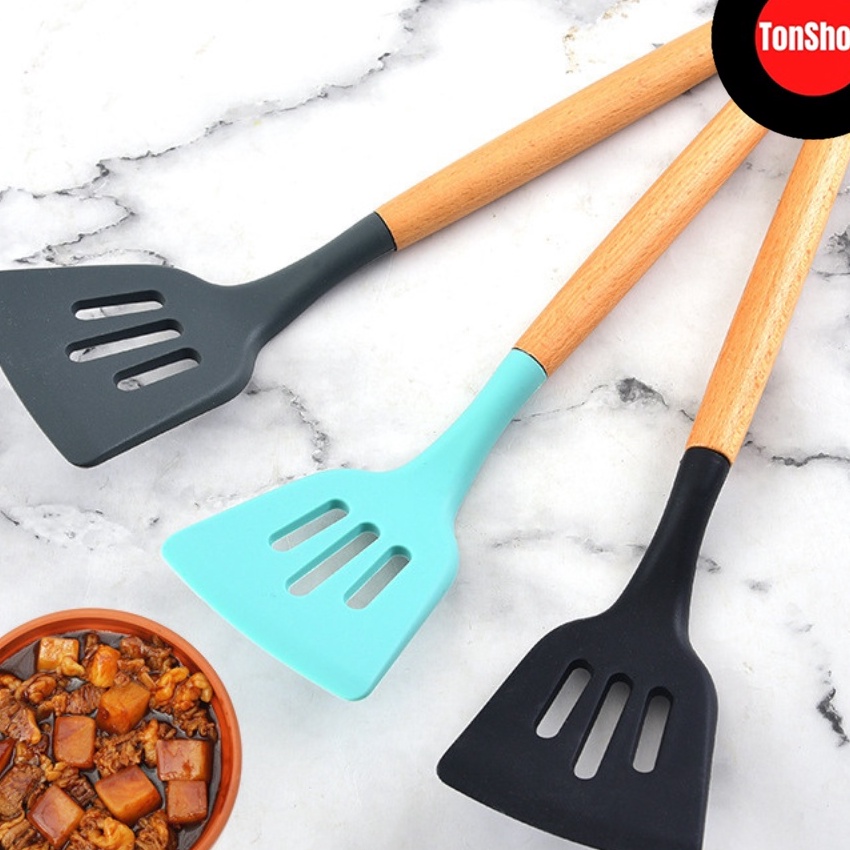 MURAH Sodet Silikon Gagang Kayu  Sodet Silikon Tahan Panas  Spatula Silikon Tahan Panas  Sutil Silik