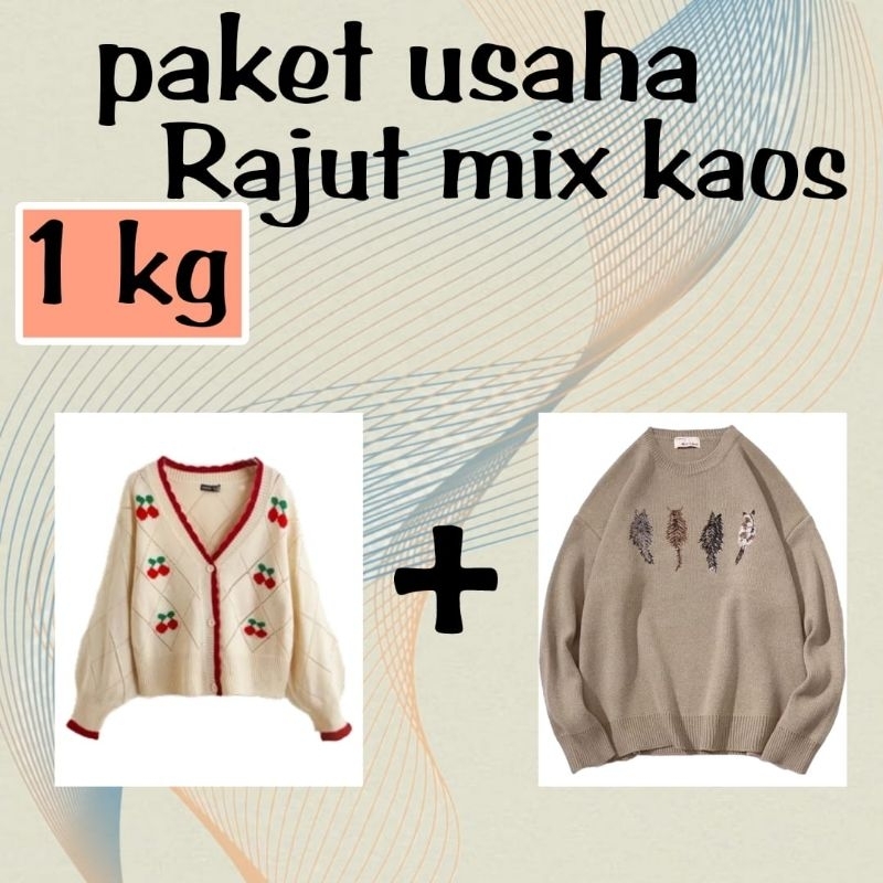 Paket usaha rajut mix kaos 1 kg isi 6-8 pcs, rajut murah, baju murah, kaos murah bisa COD