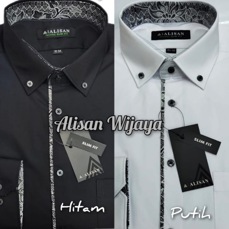 Kemeja Alisan Polos Kombinasi List Batik Lengan Panjang (100% Alisan Asli Original)