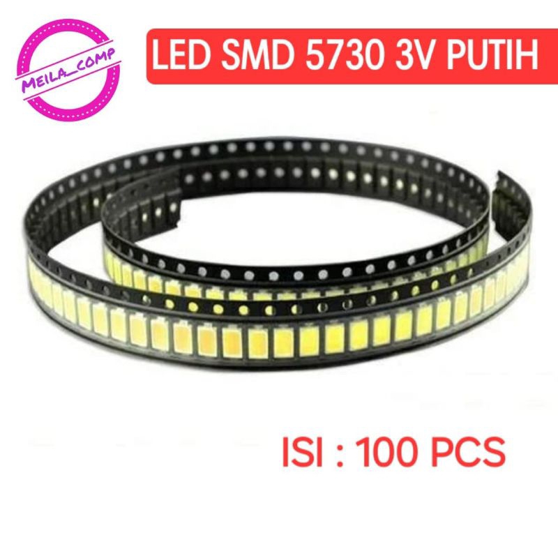 100pcs LED smd 5730  1 watt Putih