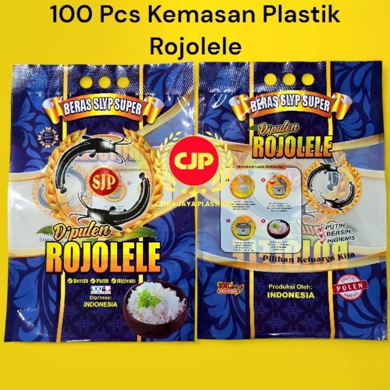 100 Pcs Plastik Kemasan Laminasi Beras Rinjani/Rojolele/Daun Suji/Ramos Bandung/Rajalele ukuran 5KG