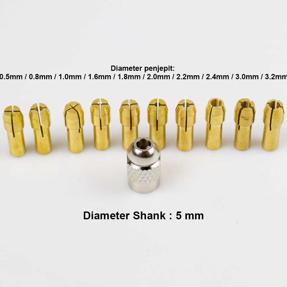 Buy Now  1SET Lengkap 11 PCS Chuck Penjepit Penghubung Mata Bor Drill Brass Collet 532 mm Penjepit M