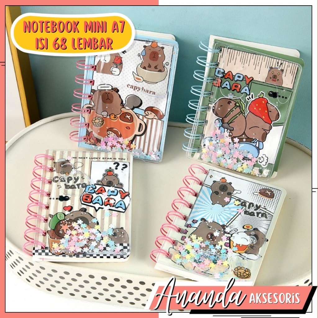 

Buku / Notebook Mini Ring A7 Motif Capybara