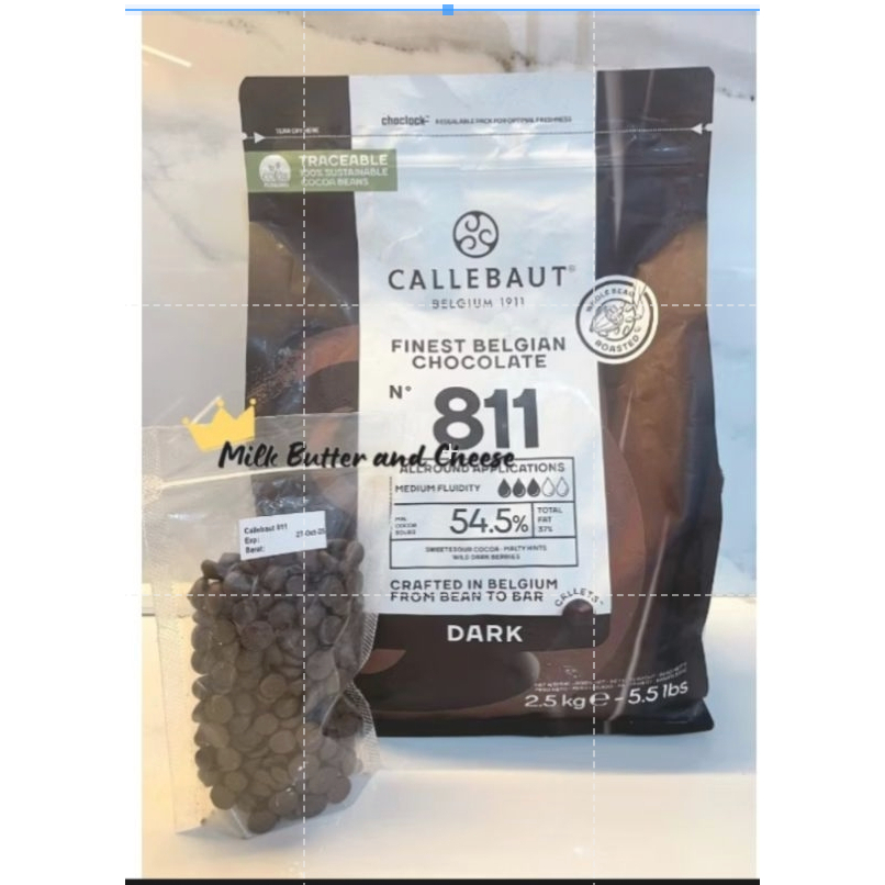 

INSTANT/SAMEDAY-Callebaut 811 Dark Chocolate 1 kg 54.5% Callets for Baking