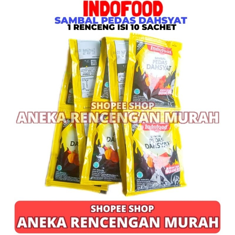 

Sambal Pedas Dahsyat Indofood 15 GR 1 Renceng Isi 10 Sachet Kemasan 1rb