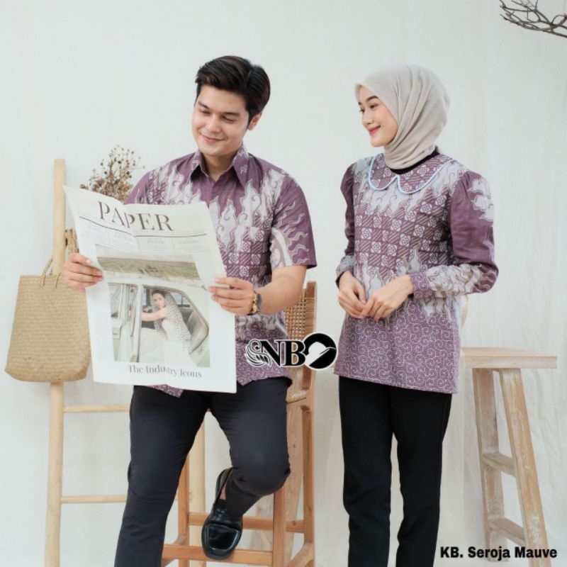 Couple Blouse Seroja Mauve Fashion Batik Modern