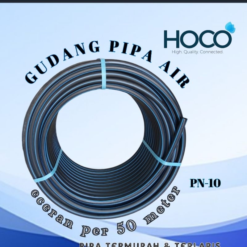 pipa hdpe selang air ukuran 1/2 inch pn 10 per 50 meter