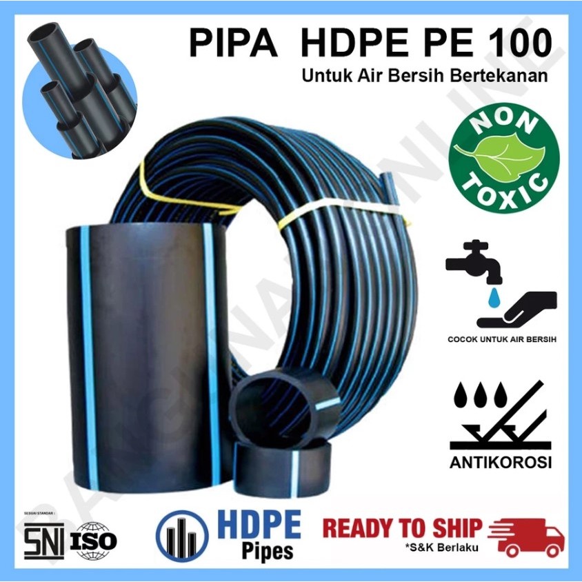 Pipa HDPE Selang HDPE PN16 3/4" inch 250 Meter Hitam TrilliunPrime