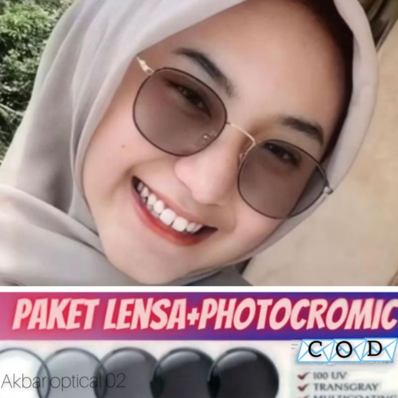Paket kacamata minus + lensa photocromic minus anti radiasi wanita 38059 COD