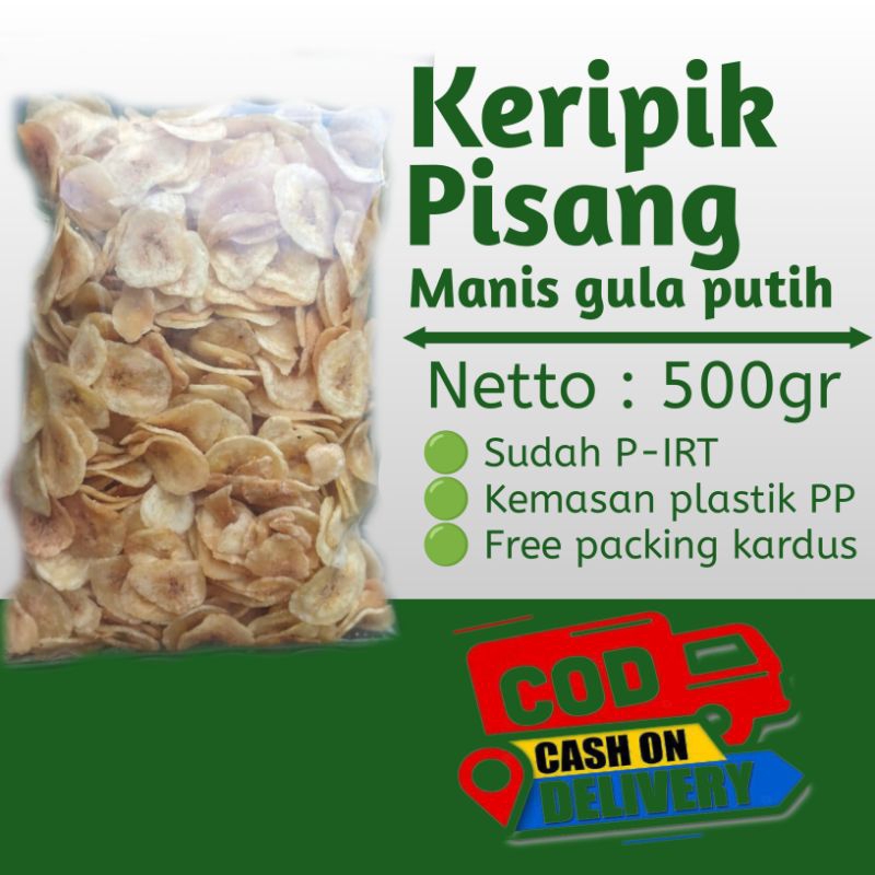 

Keripik Pisang Manis Gula Putih Kemasan Ekonomis 500gr