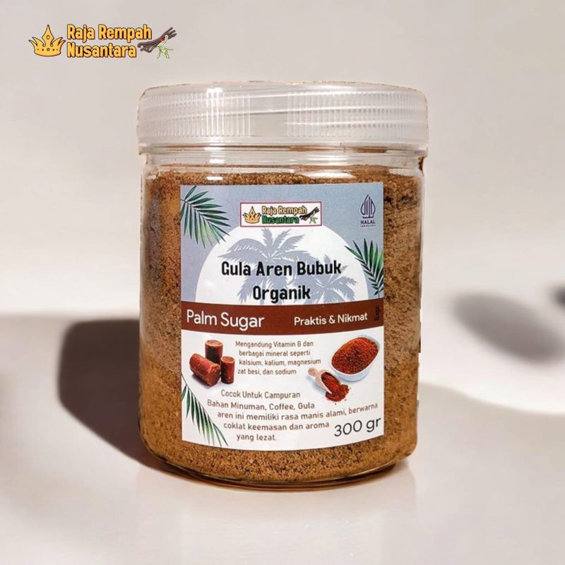 

RajaRempah | Gula Aren Bubuk Organik Gula Semut Natural Palm Sugar Rasa Lebih Lezat Alami Kering | Toples