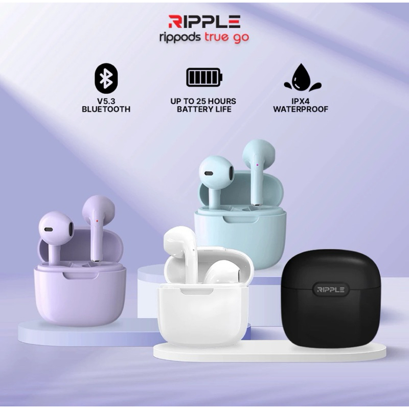 Ripple Rippods True Go TWS Headset Bluetooth Earphone Mini Earbuds Handsfree Wireless