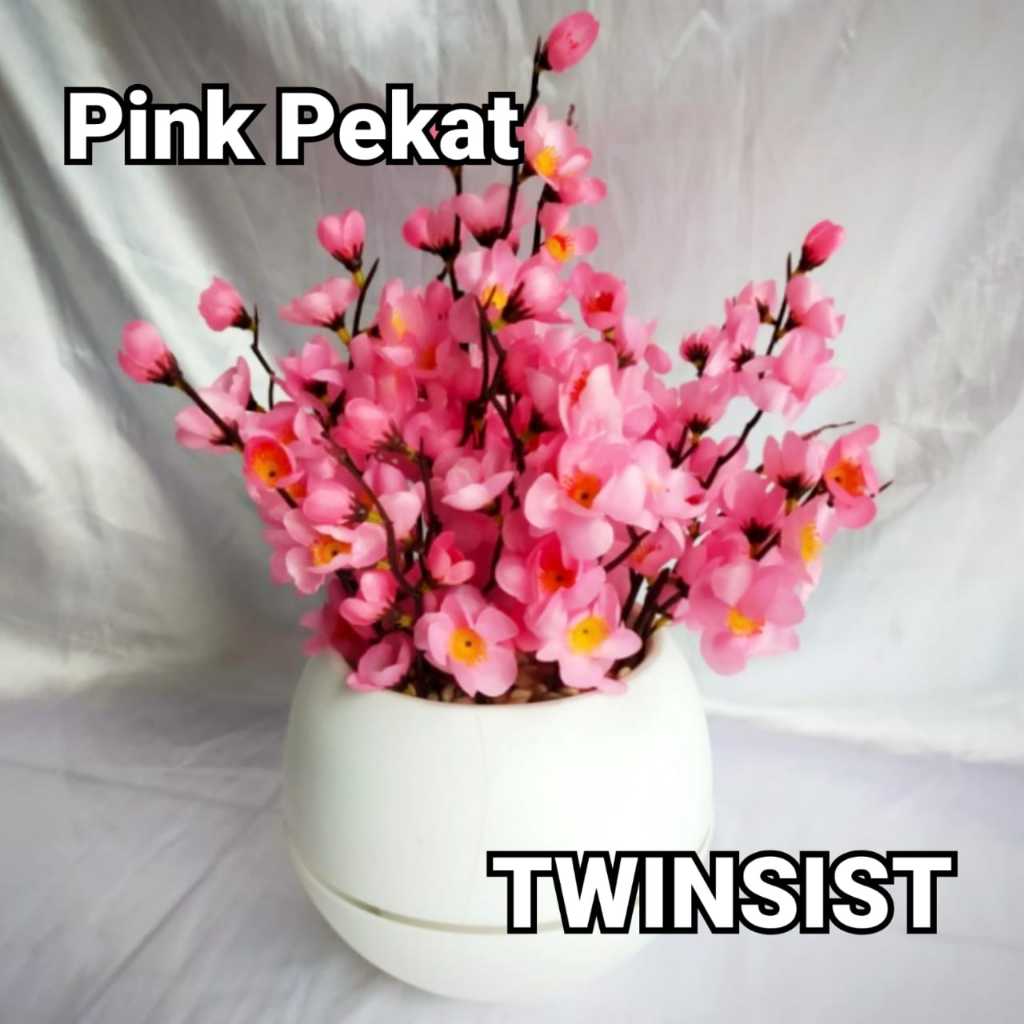 Bunga Sakura Plastik Artificial Palsu Vas Bola Vienna / Bunga Sakura Plastik / Pohon Hias Plastik / 