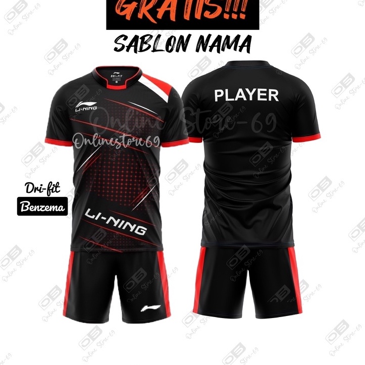 Sekarang Untung RIQUEST NAMA Baju stelan badminton lining  Baju bulutangkis pria wanita terbaru