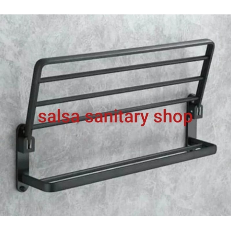 Gantungan handuk lipat hitam stainless/Gantungan handuk stainless hitam