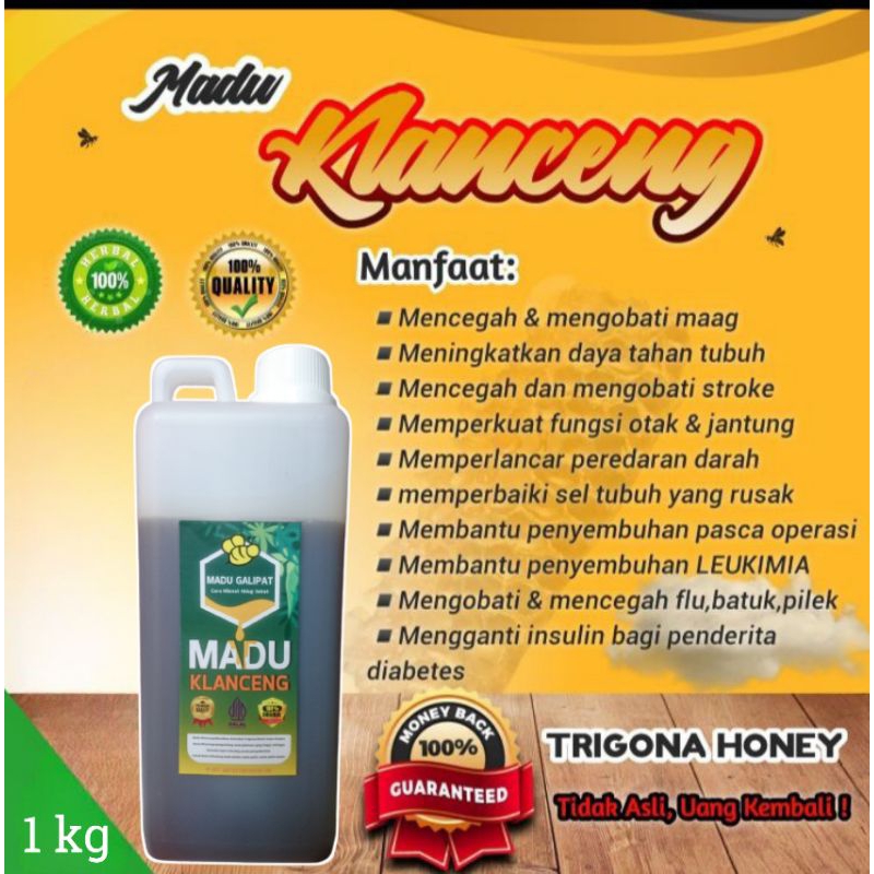 

Madu Klanceng Murni 100% Asli Tanpa Campuran kemasan 1 kg untuk keluhan asam urat, kolesterol, darah tinggi & asam lambung | madu galipat | klanceng lebah trigona itama | madu asli 100% untuk kesehatan| madu asam lambung | madu gerd | madu original