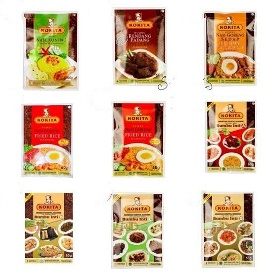 

Bumbu Masak Instant Kokita Bumbu B, C, D, 50 Gr, Opor Ayam, Nasi Goreng, Nasi Goreng Sedap, Nasi Kuning, Sop Buntut, Ayam Goreng 60 Gr