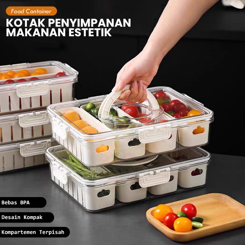 Storage Kulkas Bumbu Dapur Sekat - Wadah Penyimpanan Buah dan Sayuran Serbaguna