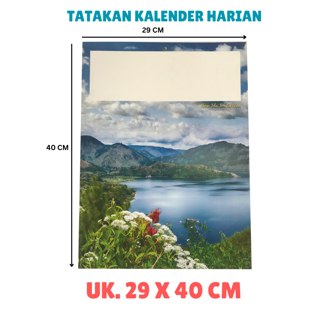 

TATAKAN KALENDER PAPAN HARIAN SOBEK MOTIF PEMANDANGAN DANU TOBA , UKURAN 29 X 40 CM