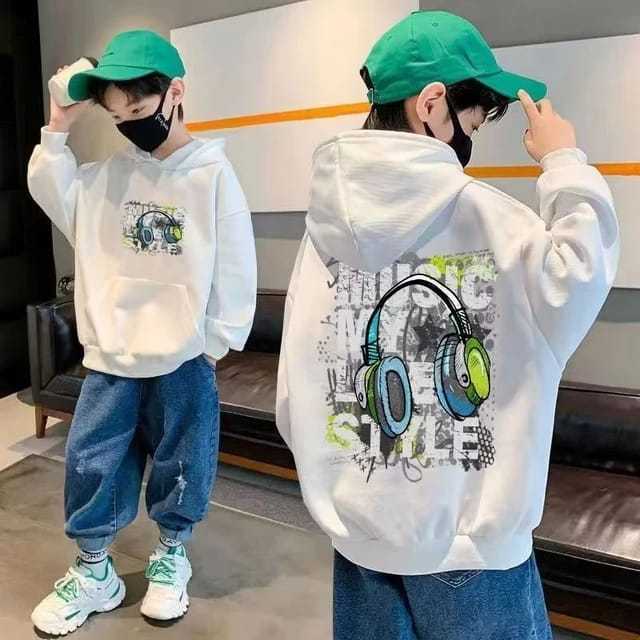 Atasan Anak Lengan Panjang Bahan Tebal Hoodie Anak design MUSIC MY LIVE STYLE Fashion Cewek Cowok Ca