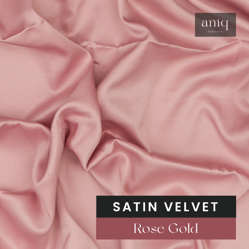 Aniq Fabrics Kain Satin Velvet Premium Sateen Silk Satin Sutra Bahan Kebaya, Dress Satin - Rose Gold