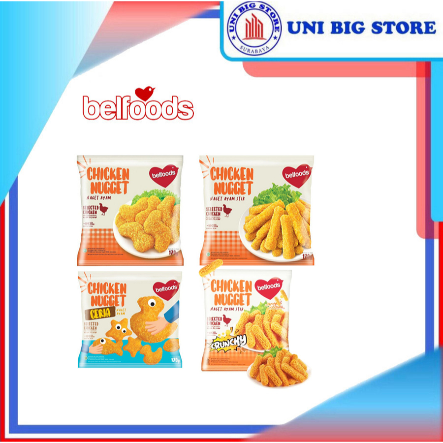 

Belfoods Belfood Chicken Nugget Original | Ceria | Stick 170 gr Naget Ayam