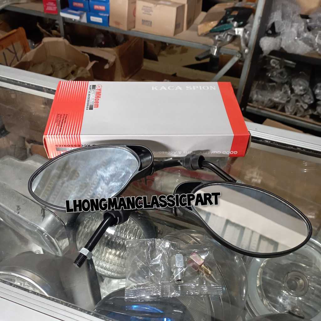 SPION YAMAHA YZ125 MIRROR KACA YAMAHA YZ125 TANGKAI HITAM DAN CHROME