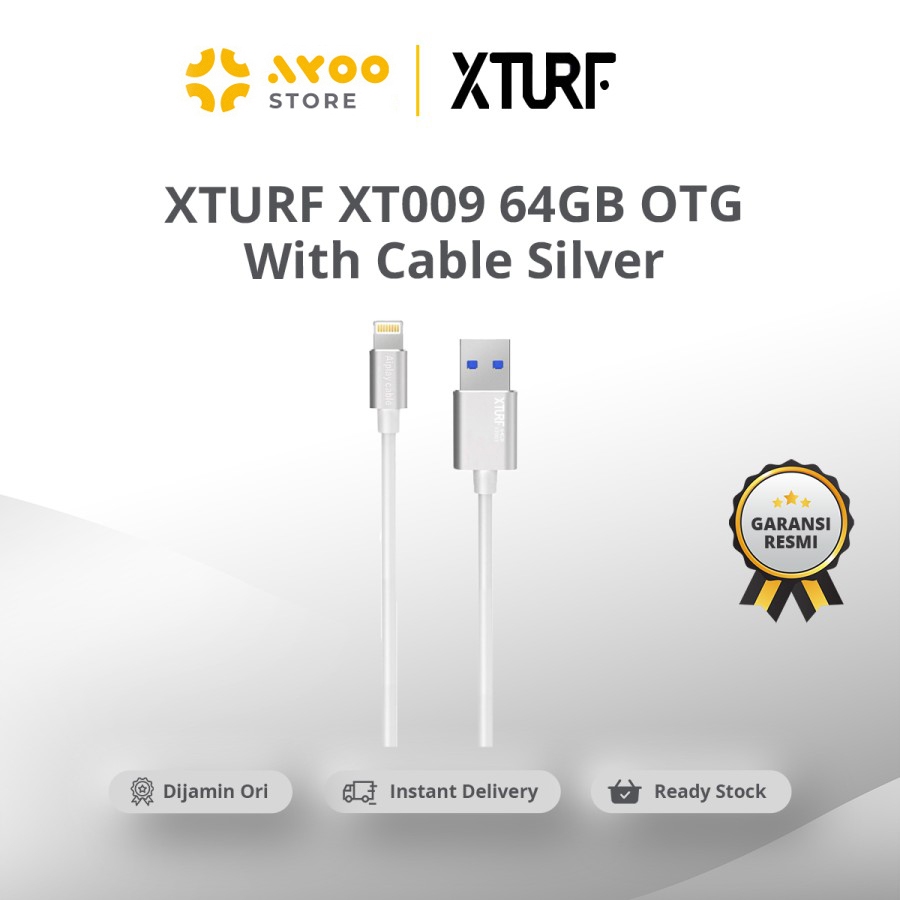 XTURF XT00964S 64G OTG W/Cable Silver (XT-009-64GB-SILVER)