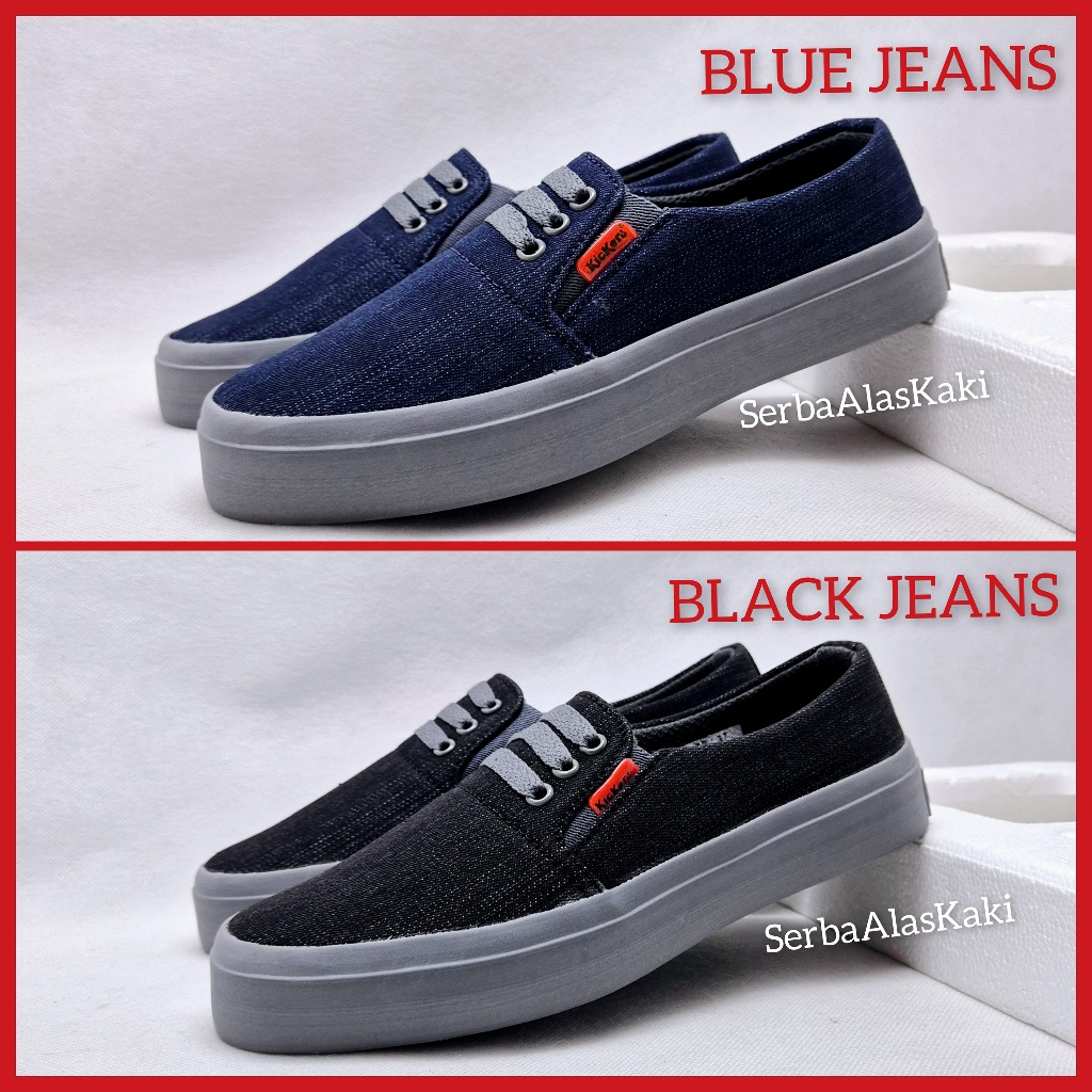 Sepatu Wanita Slip On Kanvas Jeans Denim/Sepatu Slip On Kanvas KC-010 Jeans