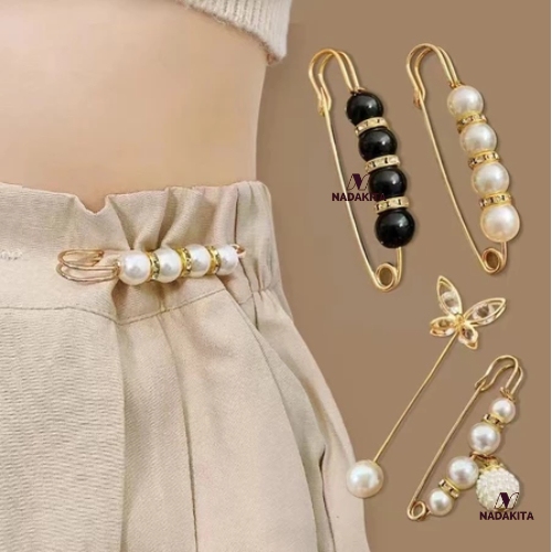 6 Pcs Pin Brosh Broc Bross Peniti Kait Pengait Mutiara Bunga Cantik Aksesoris Baju Celana Jilbab Cew
